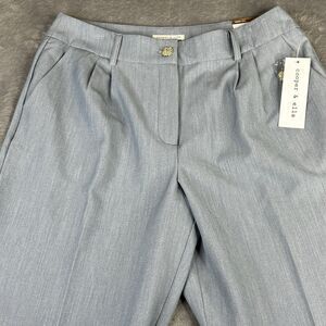 Cooper & Ella Dress Pants Womens 10 Wide Leg Pleated Blue Melange New $59